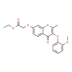 ChemSpider 2D Image | Ethyl {[3-(2-methoxyphenoxy)-2-methyl-4-oxo-4H-chromen-7-yl]oxy}acetate | C21H20O7
