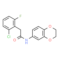 ChemSpider 2D Image | 2-(2-Chloro-6-fluorophenyl)-N-(2,3-dihydro-1,4-benzodioxin-6-yl)acetamide | C16H13ClFNO3