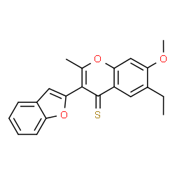 ChemSpider 2D Image | 3-(1-Benzofuran-2-yl)-6-ethyl-7-methoxy-2-methyl-4H-chromene-4-thione | C21H18O3S