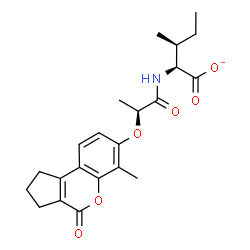 ChemSpider 2D Image | (2S,3S)-3-Methyl-2-({(2S)-2-[(6-methyl-4-oxo-1,2,3,4-tetrahydrocyclopenta[c]chromen-7-yl)oxy]propanoyl}amino)pentanoate | C22H26NO6