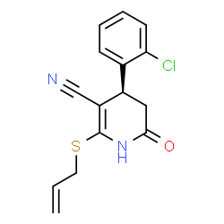 ChemSpider 2D Image | (4S)-2-(Allylsulfanyl)-4-(2-chlorophenyl)-6-oxo-1,4,5,6-tetrahydro-3-pyridinecarbonitrile | C15H13ClN2OS