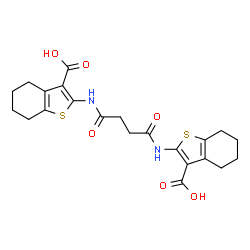 ChemSpider 2D Image | 2,2'-[(1,4-Dioxo-1,4-butanediyl)diimino]bis(4,5,6,7-tetrahydro-1-benzothiophene-3-carboxylic acid) | C22H24N2O6S2