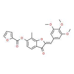 ChemSpider 2D Image | (2Z)-7-Methyl-3-oxo-2-(3,4,5-trimethoxybenzylidene)-2,3-dihydro-1-benzofuran-6-yl 2-furoate | C24H20O8