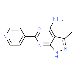 ChemSpider 2D Image | 3-Methyl-6-(4-pyridinyl)-1H-pyrazolo[3,4-d]pyrimidin-4-amine | C11H10N6