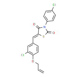ChemSpider 2D Image | (5Z)-5-[4-(Allyloxy)-3-chlorobenzylidene]-3-(4-chlorophenyl)-1,3-thiazolidine-2,4-dione | C19H13Cl2NO3S