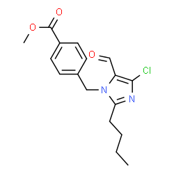 ChemSpider 2D Image | Methyl 4-[(2-butyl-4-chloro-5-formyl-1H-imidazol-1-yl)methyl]benzoate | C17H19ClN2O3
