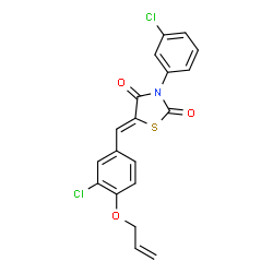 ChemSpider 2D Image | (5Z)-5-[4-(Allyloxy)-3-chlorobenzylidene]-3-(3-chlorophenyl)-1,3-thiazolidine-2,4-dione | C19H13Cl2NO3S