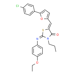 ChemSpider 2D Image | (2E,5Z)-5-{[5-(4-Chlorophenyl)-2-furyl]methylene}-2-[(4-ethoxyphenyl)imino]-3-propyl-1,3-thiazolidin-4-one | C25H23ClN2O3S