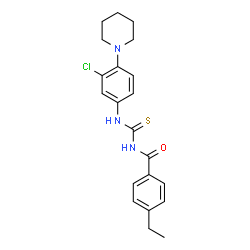 ChemSpider 2D Image | N-{[3-Chloro-4-(1-piperidinyl)phenyl]carbamothioyl}-4-ethylbenzamide | C21H24ClN3OS