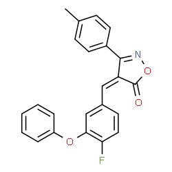 ChemSpider 2D Image | (4Z)-4-(4-Fluoro-3-phenoxybenzylidene)-3-(4-methylphenyl)-1,2-oxazol-5(4H)-one | C23H16FNO3