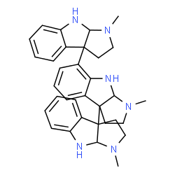 ChemSpider 2D Image | 1,1',1''-Trimethyl-2,2',2'',3,3',3'',8,8',8'',8a,8a',8a''-dodecahydro-1H,1'H,1''H-3a,3a':7',3a''-terpyrrolo[2,3-b]indole | C33H38N6