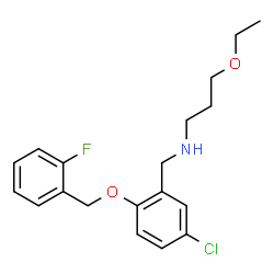 ChemSpider 2D Image | N-{5-Chloro-2-[(2-fluorobenzyl)oxy]benzyl}-3-ethoxy-1-propanamine | C19H23ClFNO2