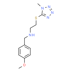 ChemSpider 2D Image | N-(4-Methoxybenzyl)-2-[(1-methyl-1H-tetrazol-5-yl)sulfanyl]ethanamine | C12H17N5OS