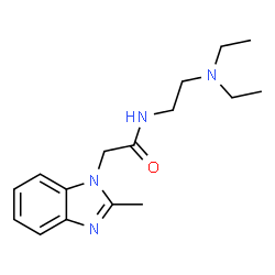 ChemSpider 2D Image | N-[2-(Diethylamino)ethyl]-2-(2-methyl-1H-benzimidazol-1-yl)acetamide | C16H24N4O