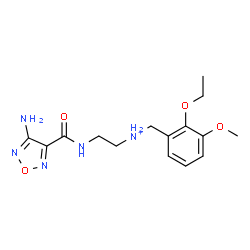ChemSpider 2D Image | 2-{[(4-Amino-1,2,5-oxadiazol-3-yl)carbonyl]amino}-N-(2-ethoxy-3-methoxybenzyl)ethanaminium | C15H22N5O4