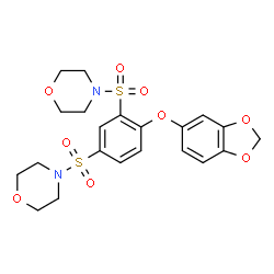ChemSpider 2D Image | 4,4'-{[4-(1,3-Benzodioxol-5-yloxy)-1,3-phenylene]disulfonyl}dimorpholine | C21H24N2O9S2