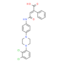 ChemSpider 2D Image | (2E)-4-({4-[4-(2,3-Dichlorophenyl)-1-piperazinyl]phenyl}amino)-4-oxo-2-phenyl-2-butenoic acid | C26H23Cl2N3O3