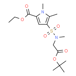ChemSpider 2D Image | Ethyl 1,5-dimethyl-4-(methyl{2-[(2-methyl-2-propanyl)oxy]-2-oxoethyl}sulfamoyl)-1H-pyrrole-2-carboxylate | C16H26N2O6S