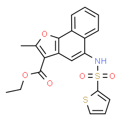 ChemSpider 2D Image | Ethyl 2-methyl-5-[(2-thienylsulfonyl)amino]naphtho[1,2-b]furan-3-carboxylate | C20H17NO5S2