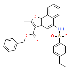 ChemSpider 2D Image | Benzyl 5-{[(4-ethylphenyl)sulfonyl]amino}-2-methylnaphtho[1,2-b]furan-3-carboxylate | C29H25NO5S