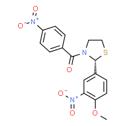 ChemSpider 2D Image | [(2R)-2-(4-Methoxy-3-nitrophenyl)-1,3-thiazolidin-3-yl](4-nitrophenyl)methanone | C17H15N3O6S