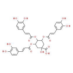 ChemSpider 2D Image | 3,4,5-Tris{[(2E)-3-(3,4-dihydroxyphenyl)-2-propenoyl]oxy}-1-hydroxycyclohexanecarboxylic acid | C34H30O15