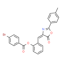 ChemSpider 2D Image | 2-{(E)-[2-(4-Methylphenyl)-5-oxo-1,3-oxazol-4(5H)-ylidene]methyl}phenyl 4-bromobenzoate | C24H16BrNO4