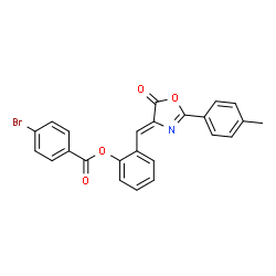 ChemSpider 2D Image | 2-{(Z)-[2-(4-Methylphenyl)-5-oxo-1,3-oxazol-4(5H)-ylidene]methyl}phenyl 4-bromobenzoate | C24H16BrNO4