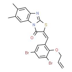 ChemSpider 2D Image | (2E)-2-[2-(Allyloxy)-3,5-dibromobenzylidene]-6,7-dimethyl[1,3]thiazolo[3,2-a]benzimidazol-3(2H)-one | C21H16Br2N2O2S