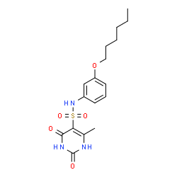 ChemSpider 2D Image | N-[3-(Hexyloxy)phenyl]-6-methyl-2,4-dioxo-1,2,3,4-tetrahydro-5-pyrimidinesulfonamide | C17H23N3O5S