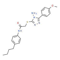 ChemSpider 2D Image | 2-{[4-Amino-5-(4-methoxyphenyl)-4H-1,2,4-triazol-3-yl]sulfanyl}-N-(4-butylphenyl)acetamide | C21H25N5O2S