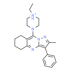 ChemSpider 2D Image | 1-Ethyl-4-(2-methyl-3-phenyl-5,6,7,8-tetrahydropyrazolo[5,1-b]quinazolin-9-yl)piperazin-1-ium | C23H30N5