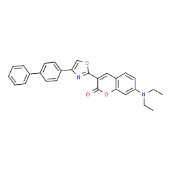 ChemSpider 2D Image | 3-(4-Biphenyl-4-yl-thiazol-2-yl)-7-diethylamino-chromen-2-one | C28H24N2O2S