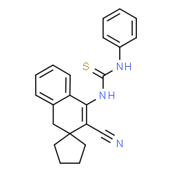 ChemSpider 2D Image | 1-(3'-Cyano-1'H-spiro[cyclopentane-1,2'-naphthalen]-4'-yl)-3-phenylthiourea | C22H21N3S