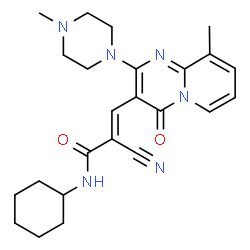 ChemSpider 2D Image | (2E)-2-Cyano-N-cyclohexyl-3-[9-methyl-2-(4-methyl-1-piperazinyl)-4-oxo-4H-pyrido[1,2-a]pyrimidin-3-yl]acrylamide | C24H30N6O2