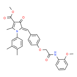 ChemSpider 2D Image | Methyl (5Z)-1-(3,4-dimethylphenyl)-5-(4-{2-[(2-methoxyphenyl)amino]-2-oxoethoxy}benzylidene)-2-methyl-4-oxo-4,5-dihydro-1H-pyrrole-3-carboxylate | C31H30N2O6