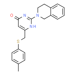 ChemSpider 2D Image | 4-pyrimidinol, 2-(3,4-dihydro-2(1H)-isoquinolinyl)-6-[[(4-methylphenyl)thio]methyl]- | C21H21N3OS