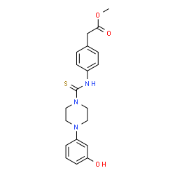 ChemSpider 2D Image | Methyl [4-({[4-(3-hydroxyphenyl)piperazin-1-yl]carbothioyl}amino)phenyl]acetate | C20H23N3O3S