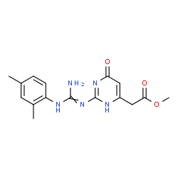 ChemSpider 2D Image | Methyl [2-({amino[(2,4-dimethylphenyl)amino]methylene}amino)-6-oxo-3,6-dihydro-4-pyrimidinyl]acetate | C16H19N5O3