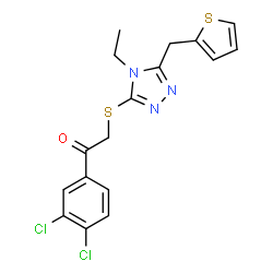 ChemSpider 2D Image | 1-(3,4-Dichlorophenyl)-2-{[4-ethyl-5-(2-thienylmethyl)-4H-1,2,4-triazol-3-yl]sulfanyl}ethanone | C17H15Cl2N3OS2