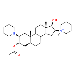 ChemSpider 2D Image | (2beta,3alpha,5alpha,8xi,9xi,14xi,16beta,17beta)-3-Acetoxy-17-hydroxy-16-(1-methyl-1-piperidiniumyl)-2-(1-piperidinyl)androstane | C32H55N2O3