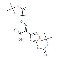 ChemSpider 2D Image | (2Z)-[({2-Methyl-1-[(2-methyl-2-propanyl)oxy]-1-oxo-2-propanyl}oxy)imino][2-({[(2-methyl-2-propanyl)oxy]carbonyl}amino)-1,3-thiazol-4-yl]acetic acid | C18H27N3O7S
