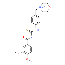 ChemSpider 2D Image | 4-(4-{[(3,4-Dimethoxybenzoyl)carbamothioyl]amino}benzyl)morpholin-4-ium | C21H26N3O4S