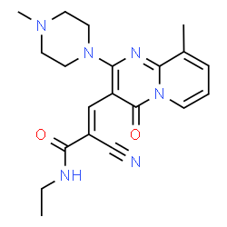 ChemSpider 2D Image | (2E)-2-Cyano-N-ethyl-3-[9-methyl-2-(4-methyl-1-piperazinyl)-4-oxo-4H-pyrido[1,2-a]pyrimidin-3-yl]acrylamide | C20H24N6O2