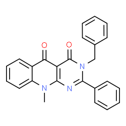 ChemSpider 2D Image | 3-Benzyl-10-methyl-2-phenylpyrimido[4,5-b]quinoline-4,5(3H,10H)-dione | C25H19N3O2
