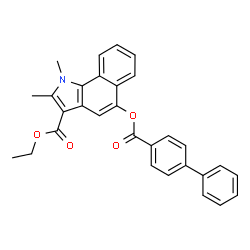 ChemSpider 2D Image | Ethyl 5-[(4-biphenylylcarbonyl)oxy]-1,2-dimethyl-1H-benzo[g]indole-3-carboxylate | C30H25NO4