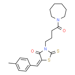 ChemSpider 2D Image | (5E)-3-[4-(1-Azepanyl)-4-oxobutyl]-5-(4-methylbenzylidene)-2-thioxo-1,3-thiazolidin-4-one | C21H26N2O2S2