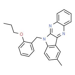 ChemSpider 2D Image | 9-Methyl-6-(2-propoxybenzyl)-6H-indolo[2,3-b]quinoxaline | C25H23N3O