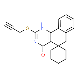 ChemSpider 2D Image | Spiro[benzo[h]quinazoline-5(3H),1'-cyclohexan]-4(6H)-one, 2-(2-propyn-1-ylthio)- | C20H20N2OS