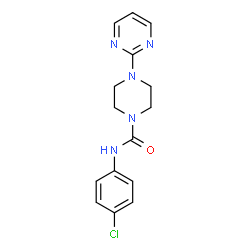 ChemSpider 2D Image | N-(4-Chlorophenyl)-4-(2-pyrimidinyl)-1-piperazinecarboxamide | C15H16ClN5O